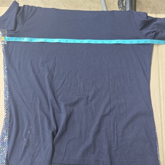 Christopher & Banks Glittering Blue Short Sleeve Top - Picture 5 of 7